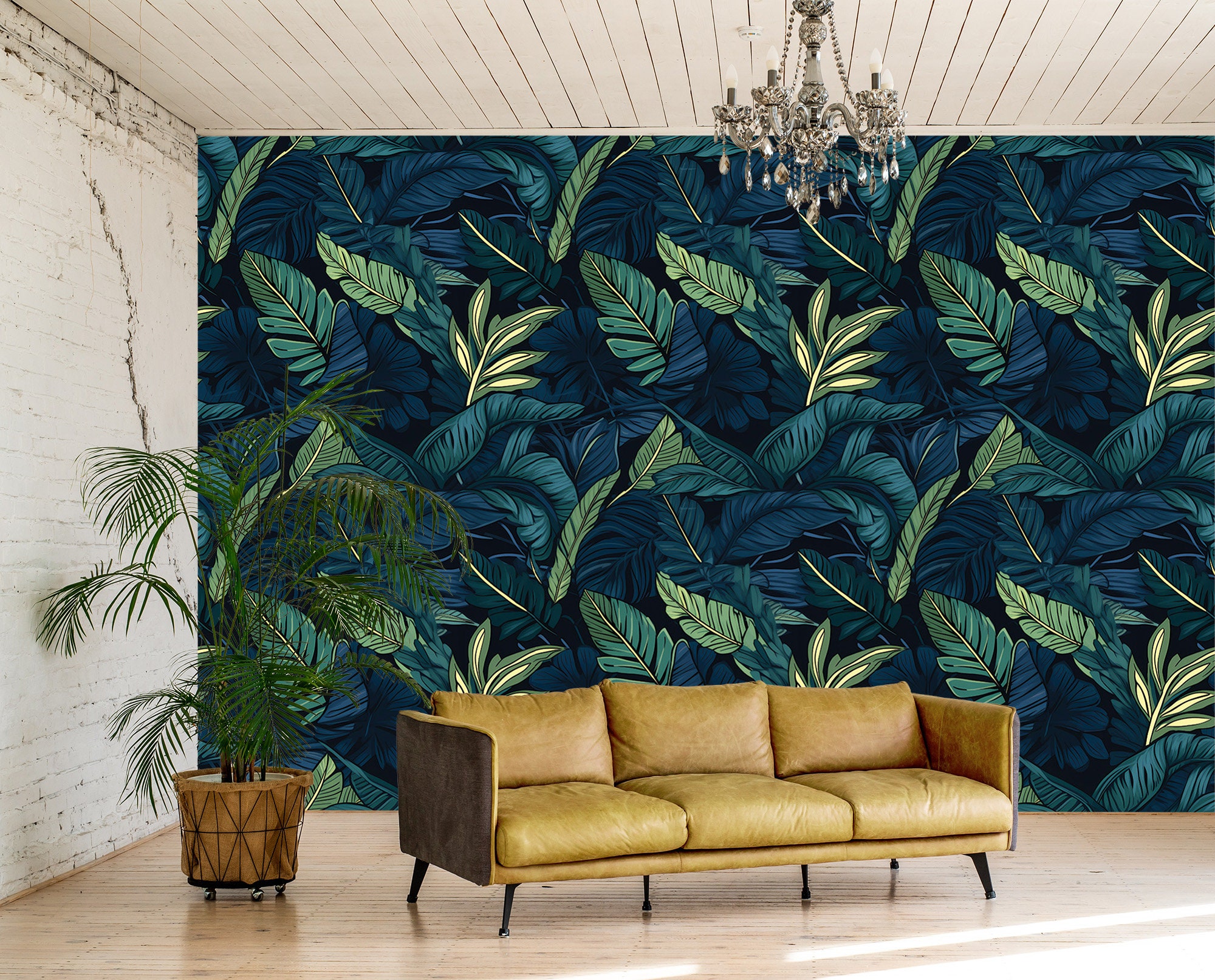 Tropical Green Leaves Wallpaper | Botanical Wall Decor | Home ...