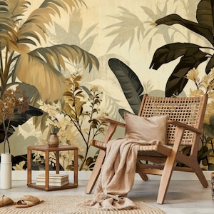 Landscape wallpaper, tropical jungle | Wall Decor | Home Renovation | Wall Art | Peel and Stick Or Non Self-Adhesive Vinyl Wallpaper