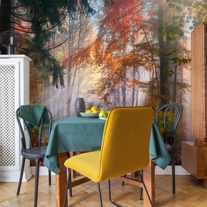 Rainbow autumn forest wall mural | Wall Decor | Home Renovation | Wall Art | Peel and Stick Or Non Self-Adhesive Vinyl Wallpaper