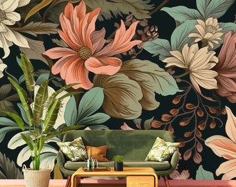 Floral abstract wallpaper| Wall Decor | Home Renovation | Wall Art | Peel and Stick Or Non Self-Adhesive Vinyl Wallpaper