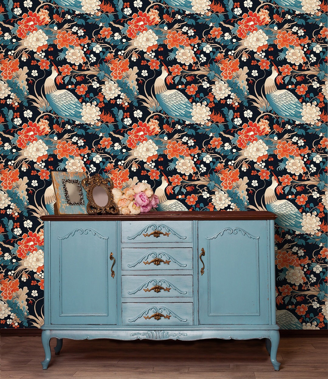 Flower and Bird Wallpaper, Wall Mural | Wall Decor | Home Renovation ...