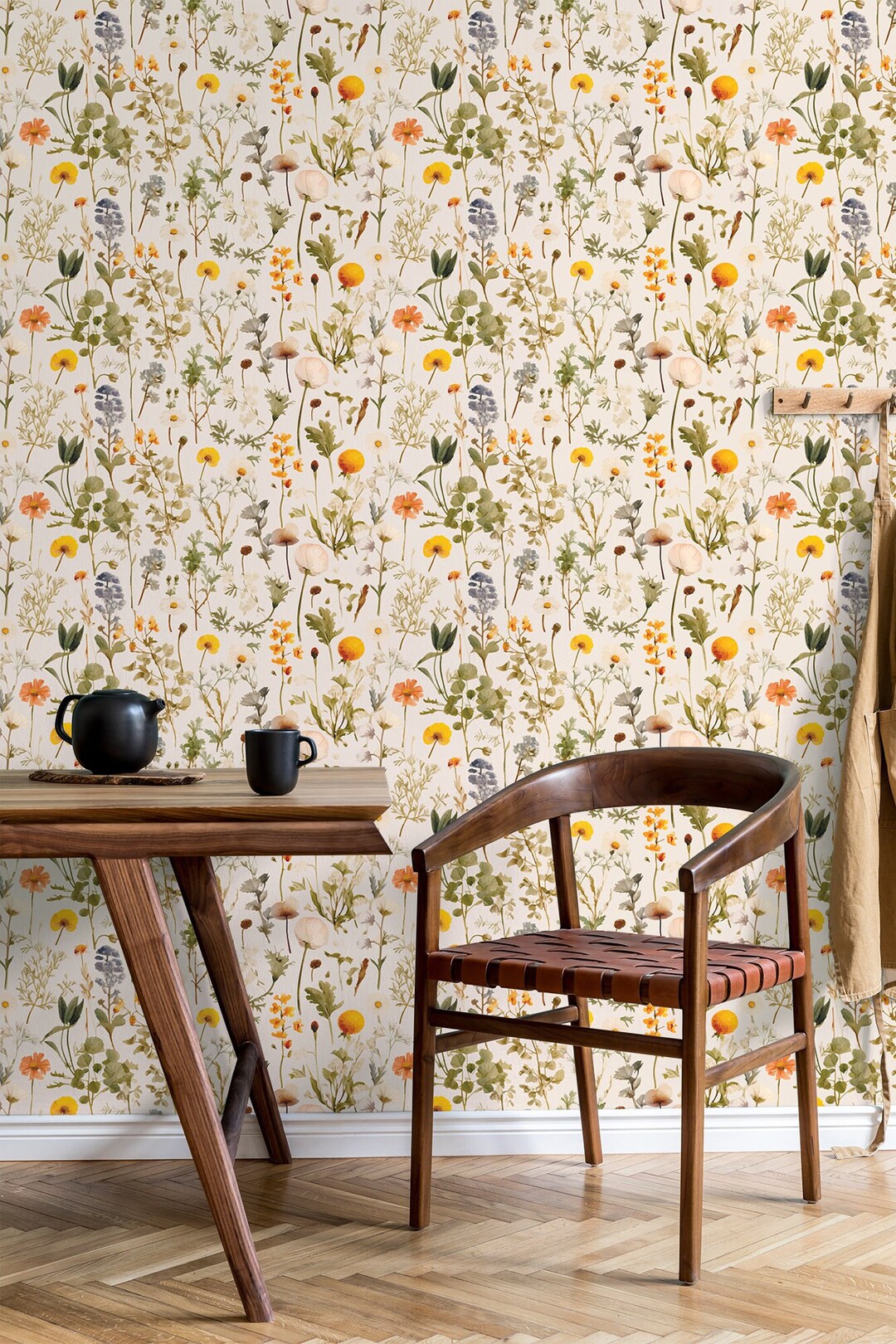 Meadow Plants and Flowers Vintage Wallpaper | Wall Decor | Home ...
