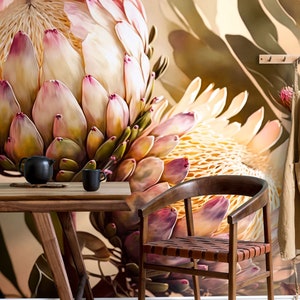 Floral wallpaper with leaves | Wall Decor | Home Renovation | Wall Art | Peel and Stick Or Non Self-Adhesive Vinyl Wallpaper