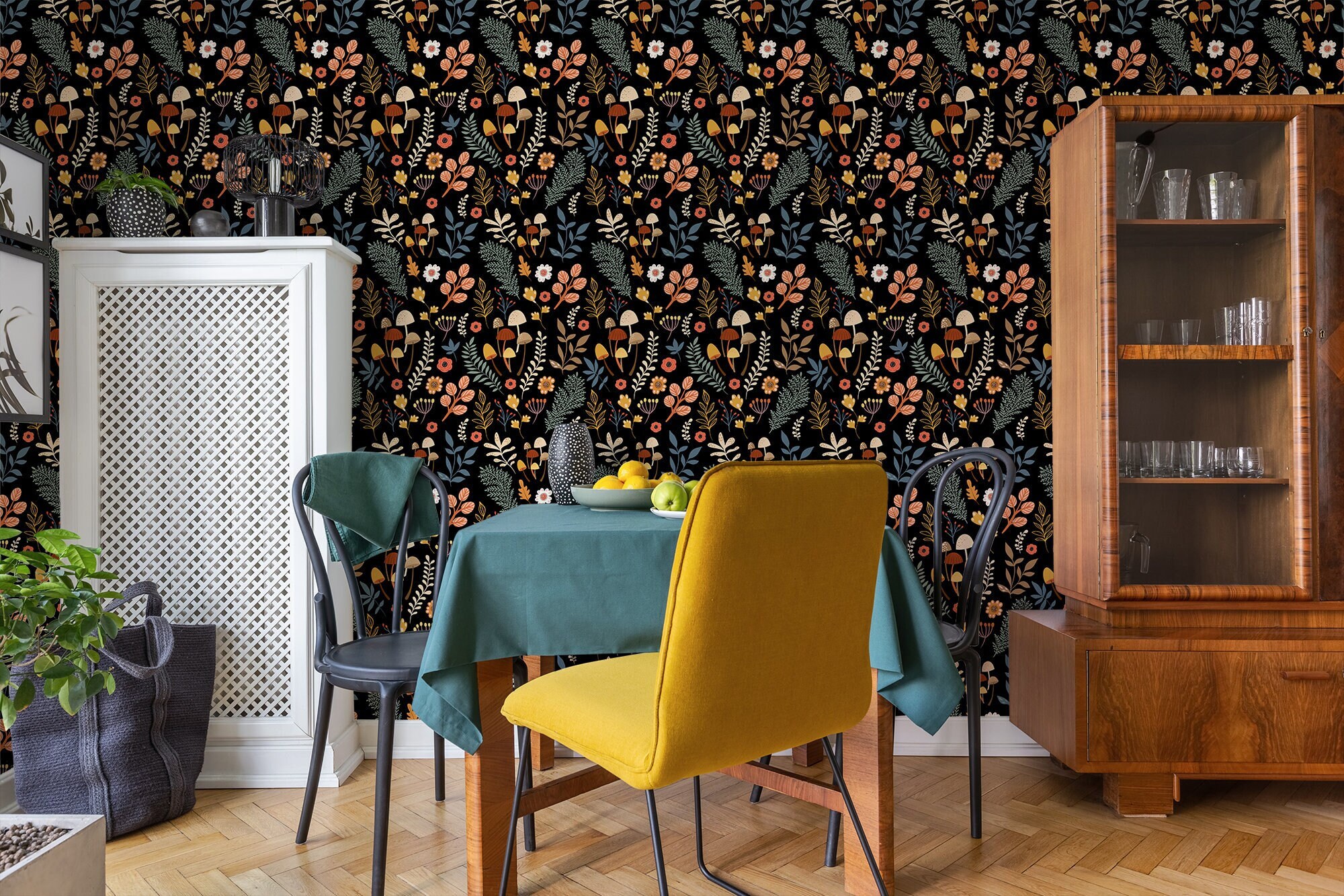 Dark Floral Elegant Wallpaper, Flower and Plant Wall Decor | Home ...