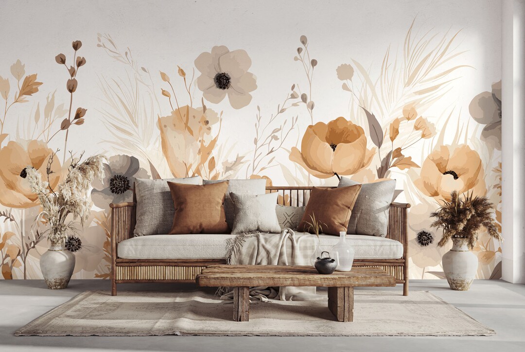 Watercolor Floral Wallpaper | Wall Decor | Home Renovation | Wall Art ...