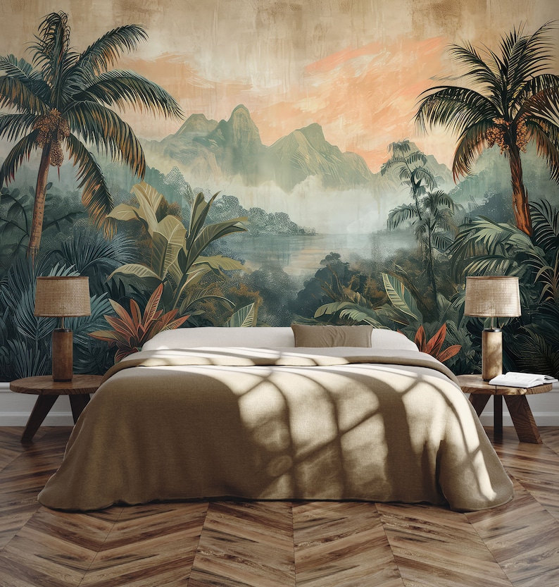 Buy Retro Tropical Landscape Wallpaper Wall Decor Home Renovation Wall