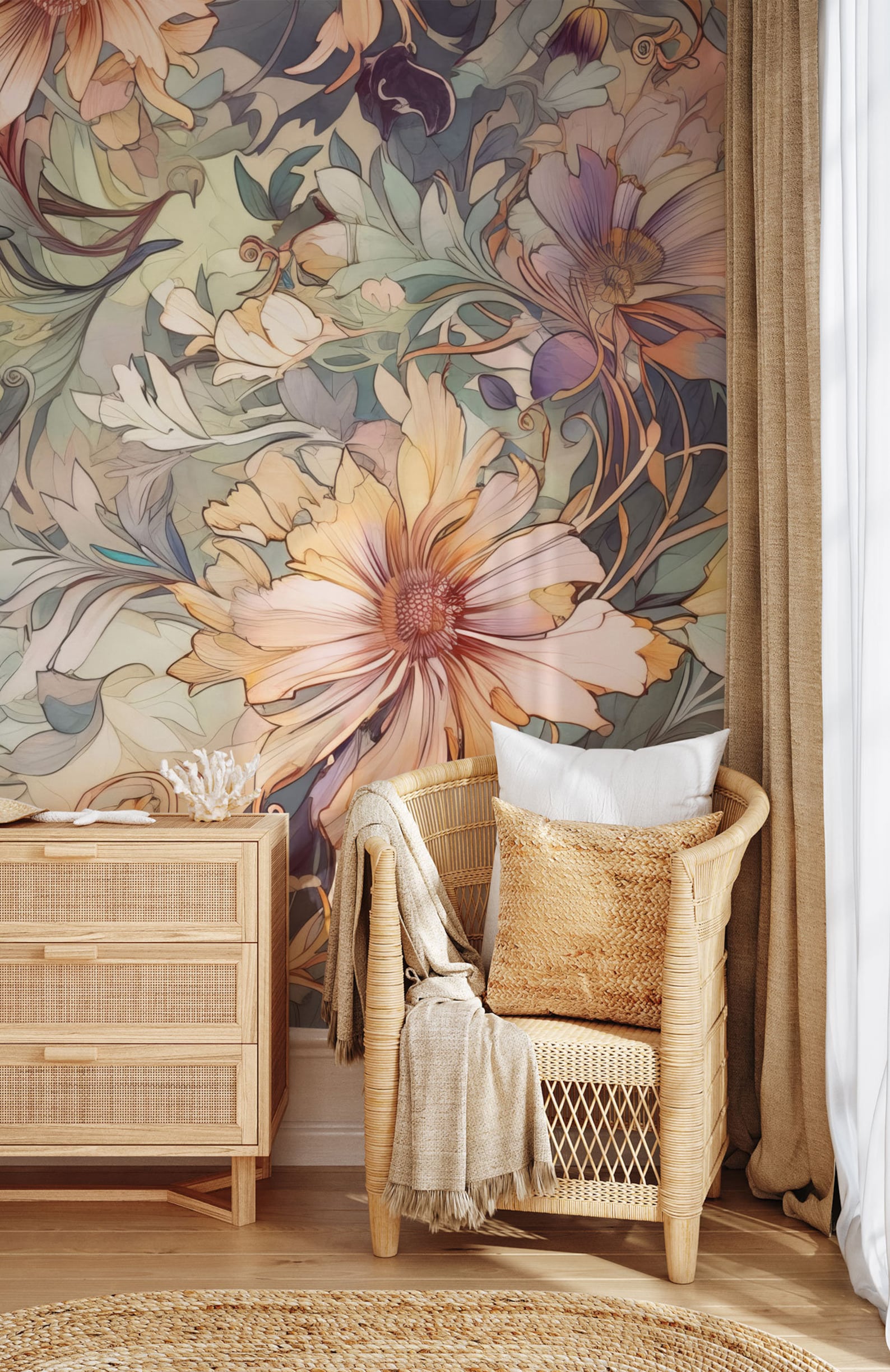 Botanical Boho Abstract Floral Wallpaper | Wall Decor | Home Renovation
