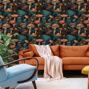 Vintage Mushroom Pattern Wallpaper | Wall Decor | Home Renovation ...