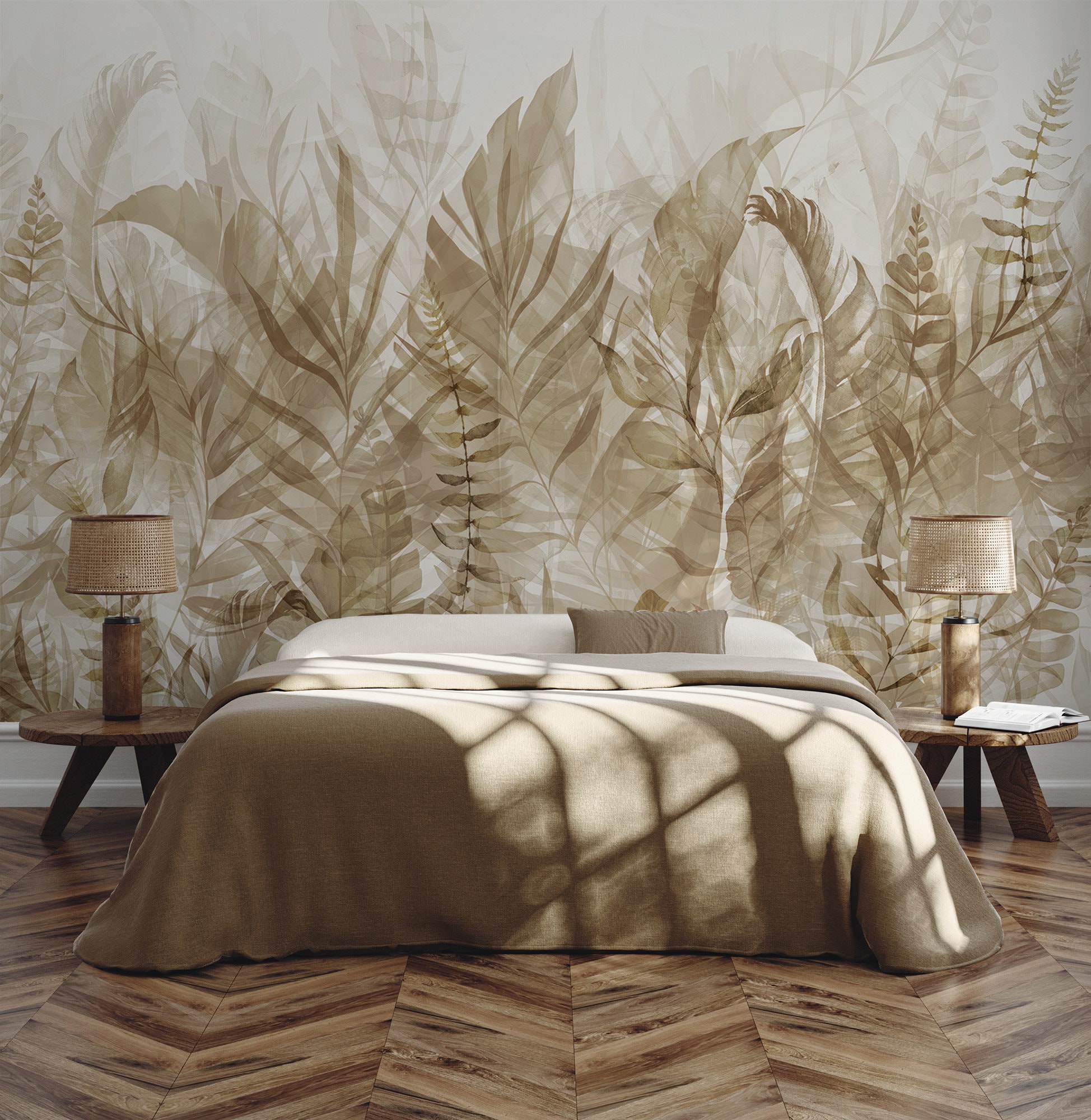 Brown Vintage Leaves Wallpaper | Botanical Wall Decor | Home Renovation |  Wall Art | Peel and Stick or Non Self-adhesive Vinyl Wallpaper - Etsy, image size:1948x2000