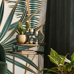 Luxuriöse tropische Tapete mit Blättern Blumenwanddekor Haus-Renovierung Wandkunst Schälen und kleben oder nicht selbstklebende Vinyltapete Bild 6