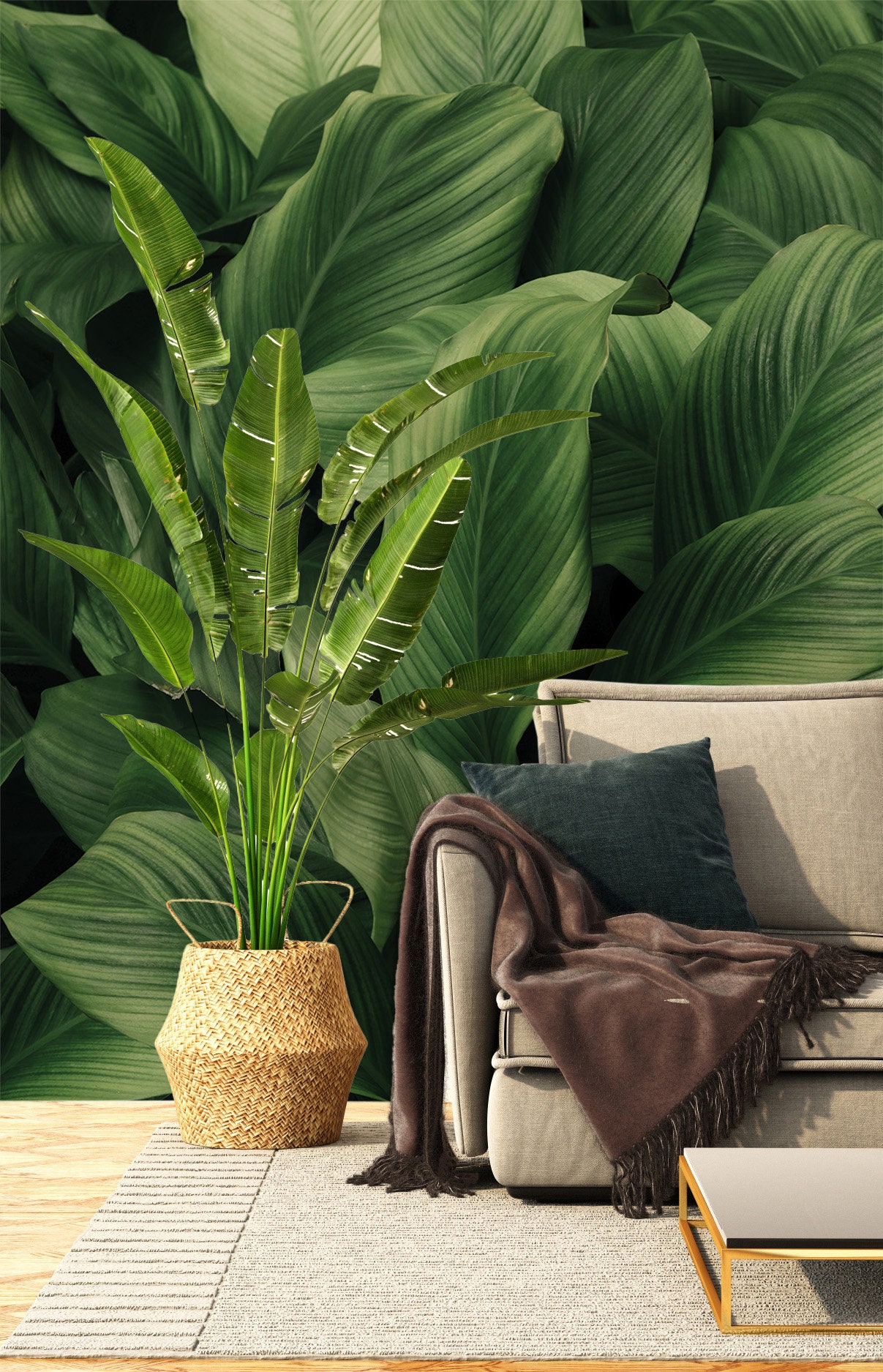 Dark Green Leaves Wallpaper | Botanical Wall Decor | Home Renovation ...