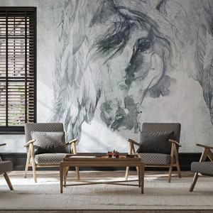 Pferde Tapete, Wandbild | Wanddekoration | Haus-Renovierung | Wandkunst | Schälen und kleben oder nicht selbstklebende Vinyltapete