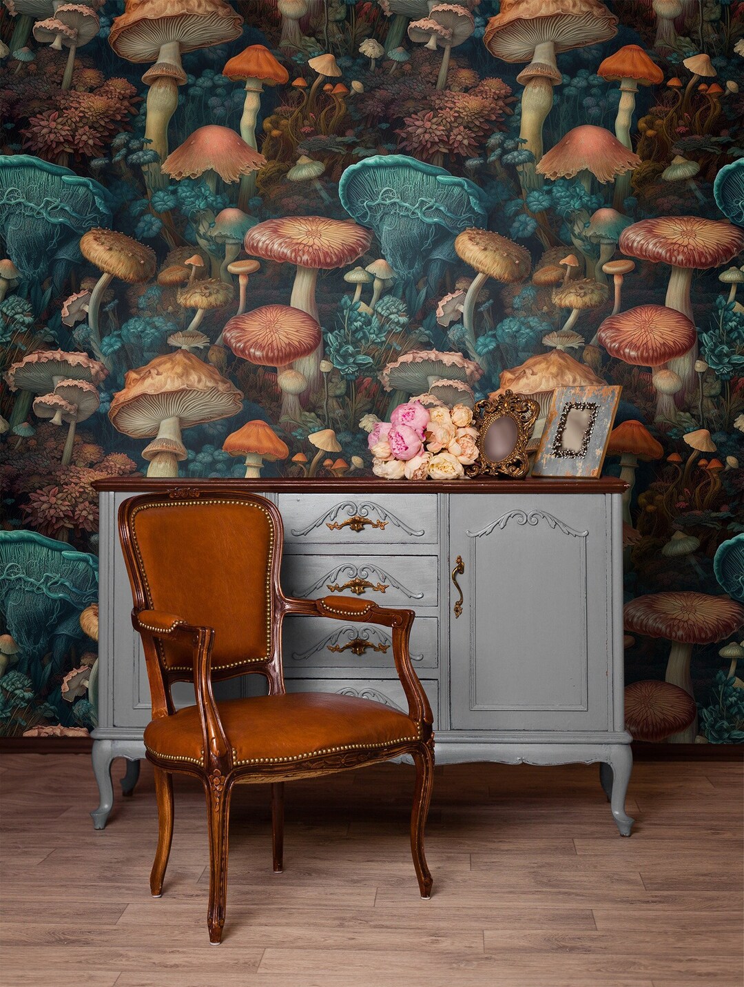 Vintage Mushroom Pattern Wallpaper | Wall Decor | Home Renovation ...