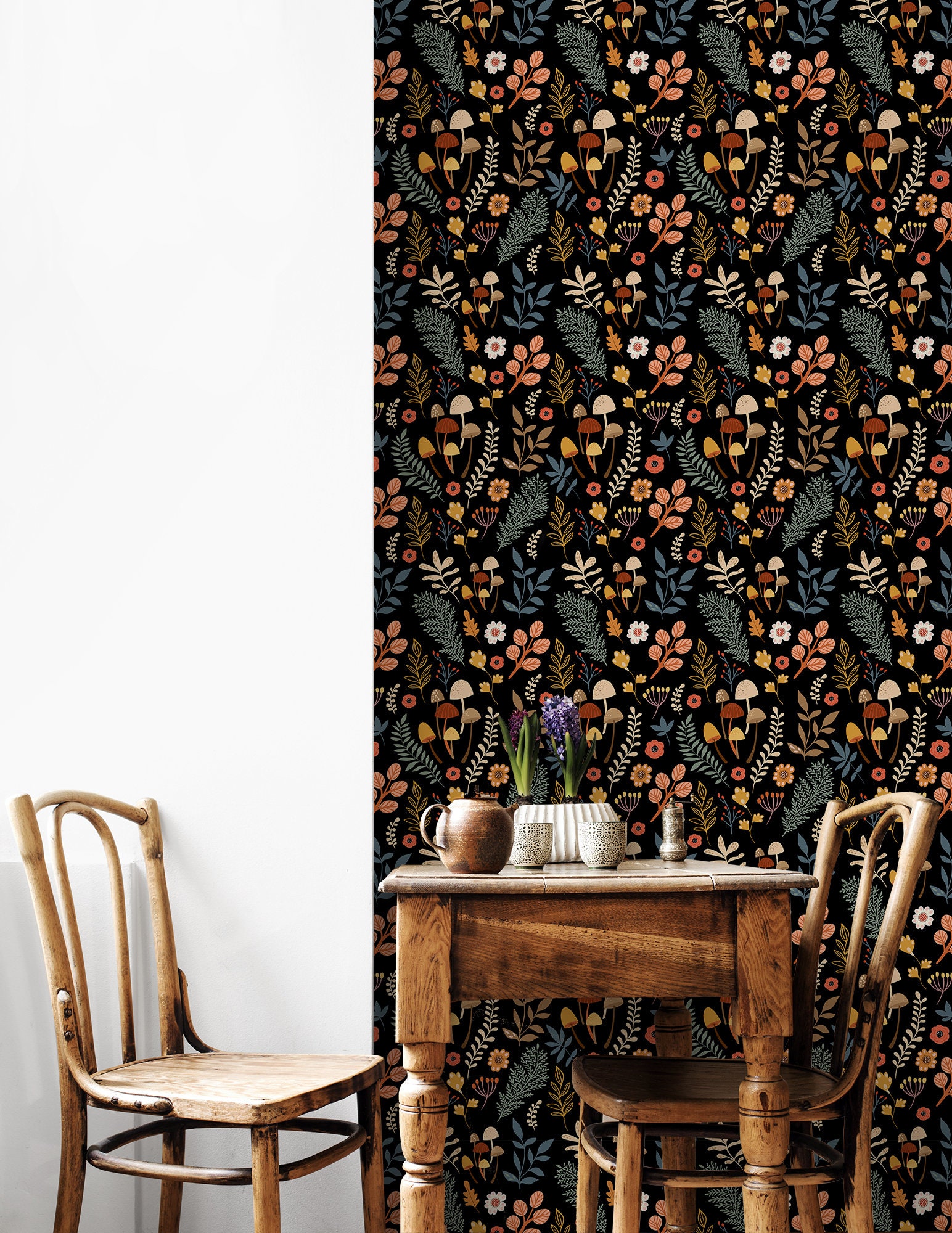 Dark Floral Elegant Wallpaper, Flower and Plant Wall Decor | Home ...
