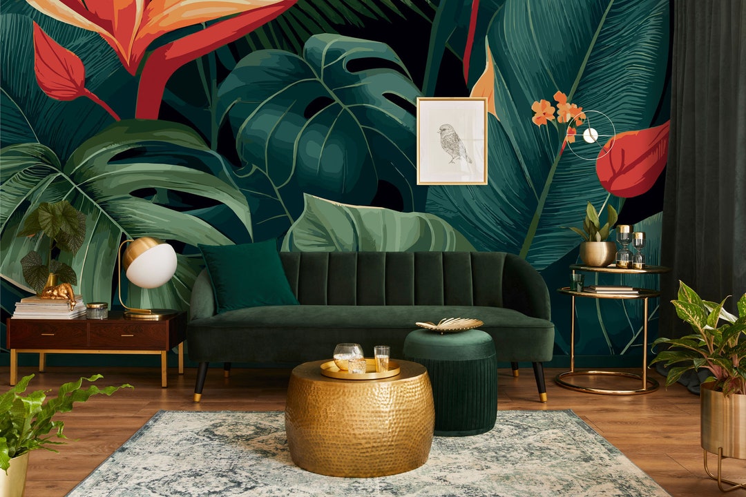 Green Tropical Wallpaper, Monstera Leaf | Wall Decor | Home Renovation ...