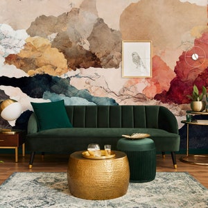 abstrakt aquarell Tapete | Wanddekoration | Haus-Renovierung | Wandkunst | Schälen und kleben oder nicht selbstklebende Vinyltapete