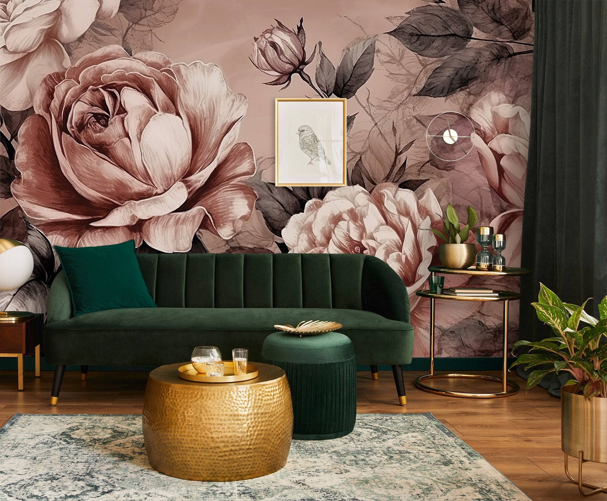 Watercolor Floral Wallpaper, Peony Mural Art | Floral Wall Decor | Home ...