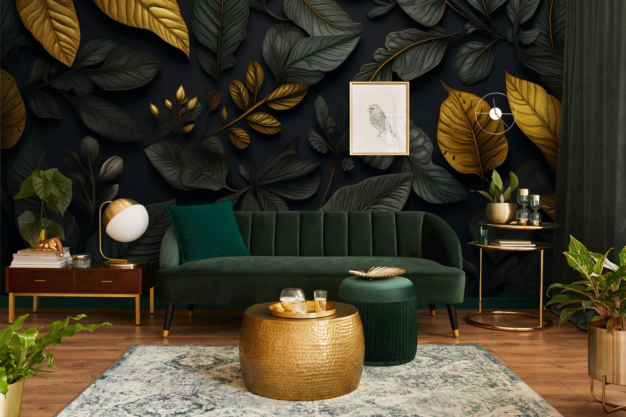 Tropical Leaf Wallpaper, Dark Background | Wall Decor | Home Renovation ...