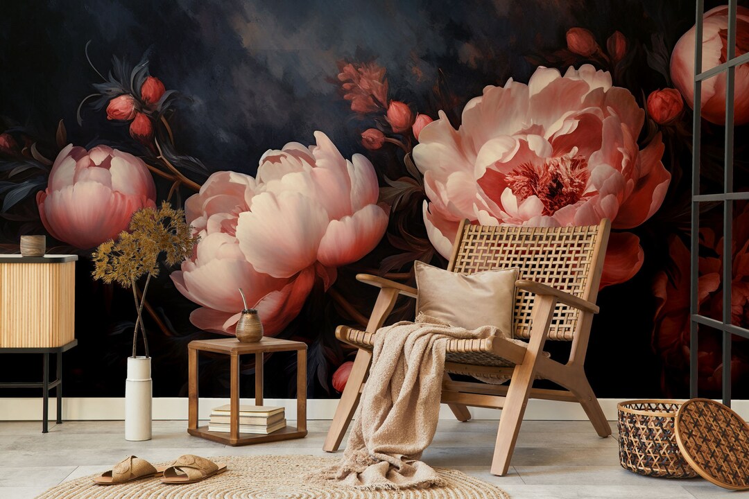Pink Peony Floral Wall Mural | Wall Decor | Home Renovation | Wall Art ...