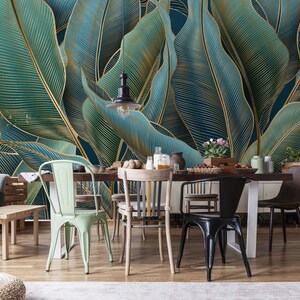 Green Tropical Leaf Wallpaper | Wall Decor | Home Renovation | Wall Art ...