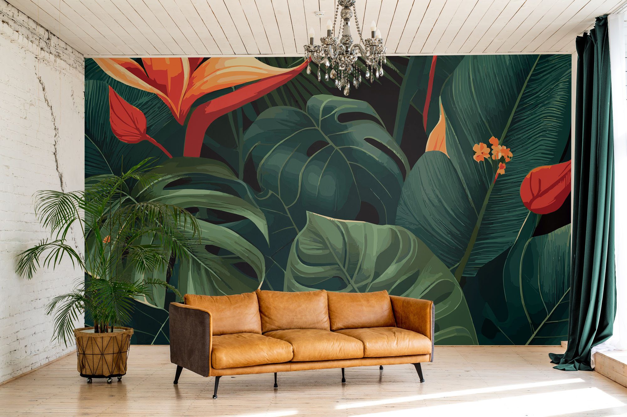 Green Tropical Wallpaper, Monstera Leaf | Wall Decor | Home Renovation ...