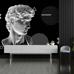 Antike Statue Tapete, dunkles Wandbild | Wanddekoration | Haus-Renovierung | Wandkunst | Schälen und kleben oder nicht selbstklebende Vinyltapete