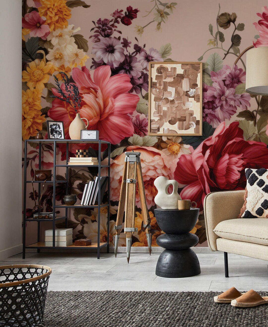 Buy Warm Floral Wall Mural, Floral Garden Wallpaper Wall Decor Home