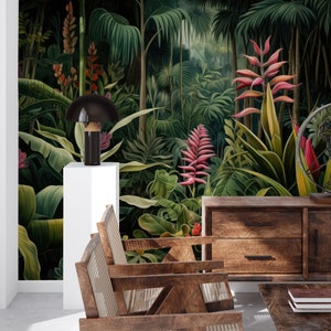 Tropical forest wall mural | Wall Decor | Home Renovation | Wall Art | Peel and Stick Or Non Self-Adhesive Vinyl Wallpaper
