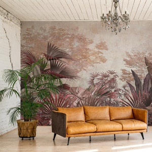 Vintage tropical wallpaper, exotic palm Floral Wall Decor Home Renovation Wall Art Peel & Stick Or Non Self-Adhesive Vinyl Wallpaper image 7