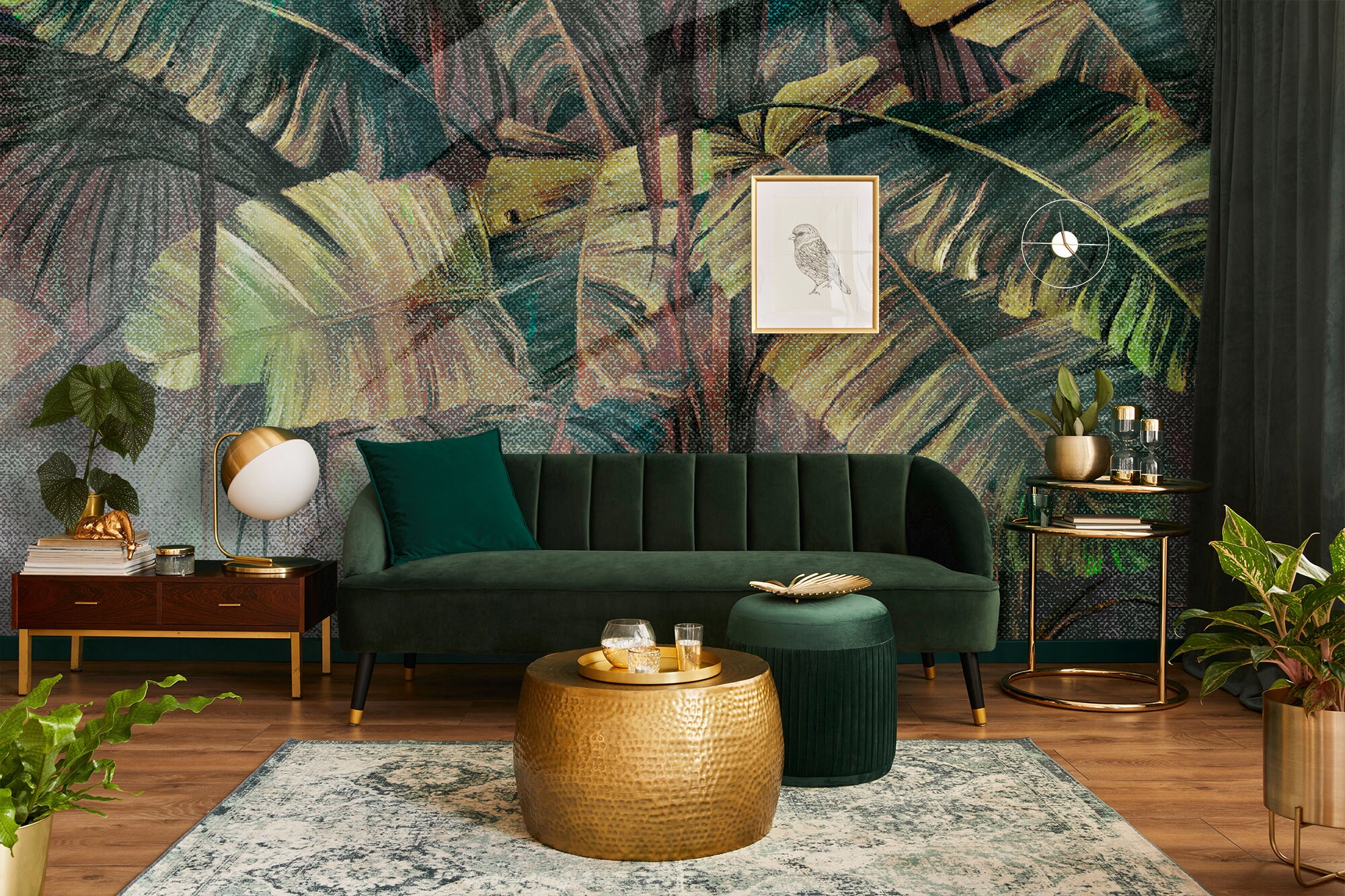 Tropical Tree Wallpaper, Watercolor Leaf | Botanical Mural | Home ...