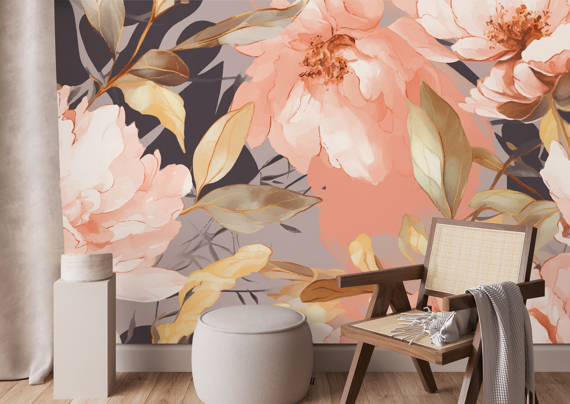 Floral Watercolor Wallpaper, Peony Pattern | Wall Decor | Home ...