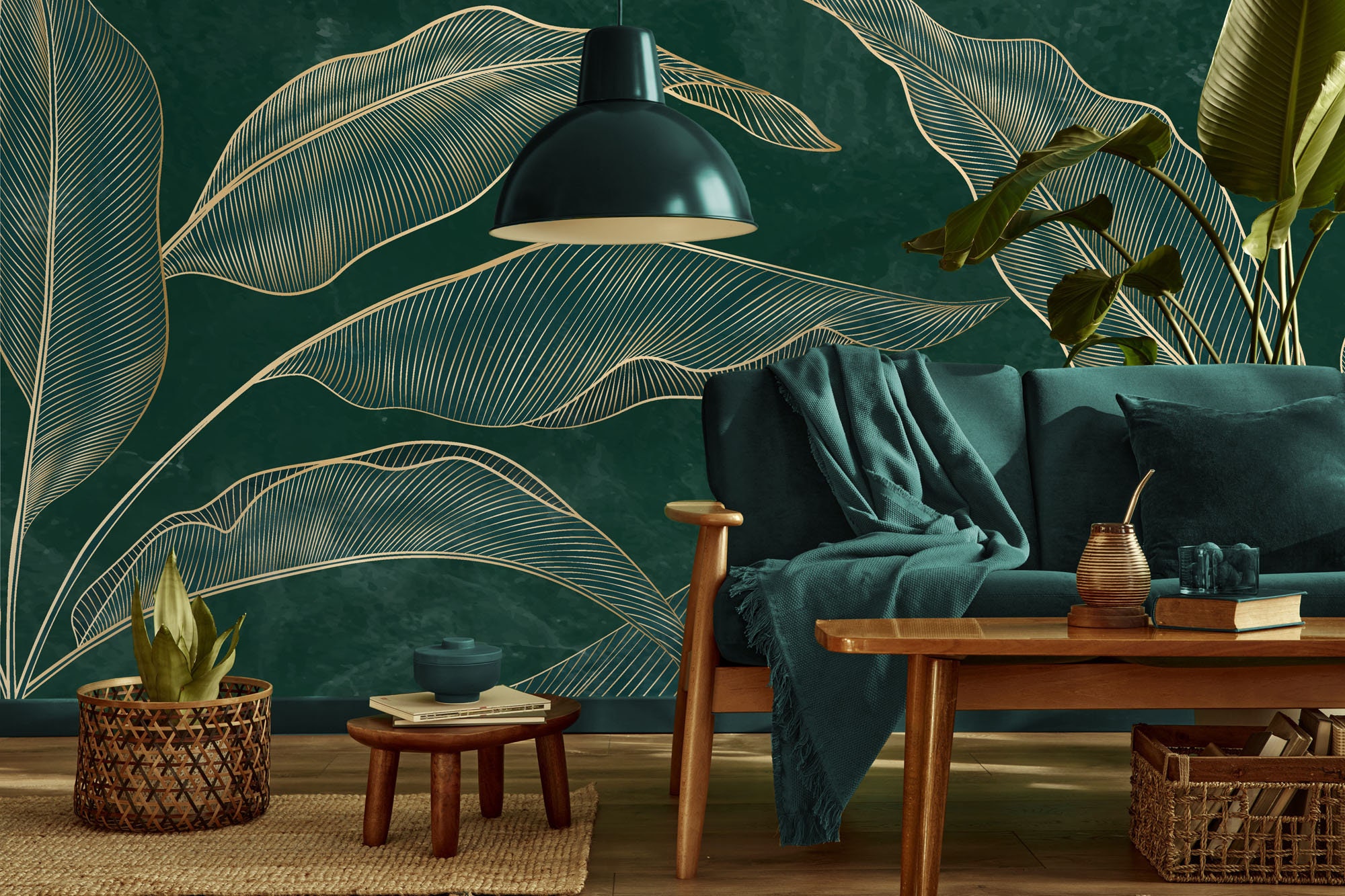 Dark Green Leaf Wallpaper | Wall Decor | Home Renovation | Wall Art ...