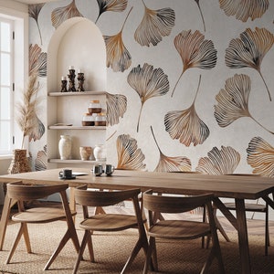 Modern botanical floral wallpaper | Floral Wall Decor | Home Renovation | Wall Art | Peel and Stick Or Non Self-Adhesive Vinyl Wallpaper