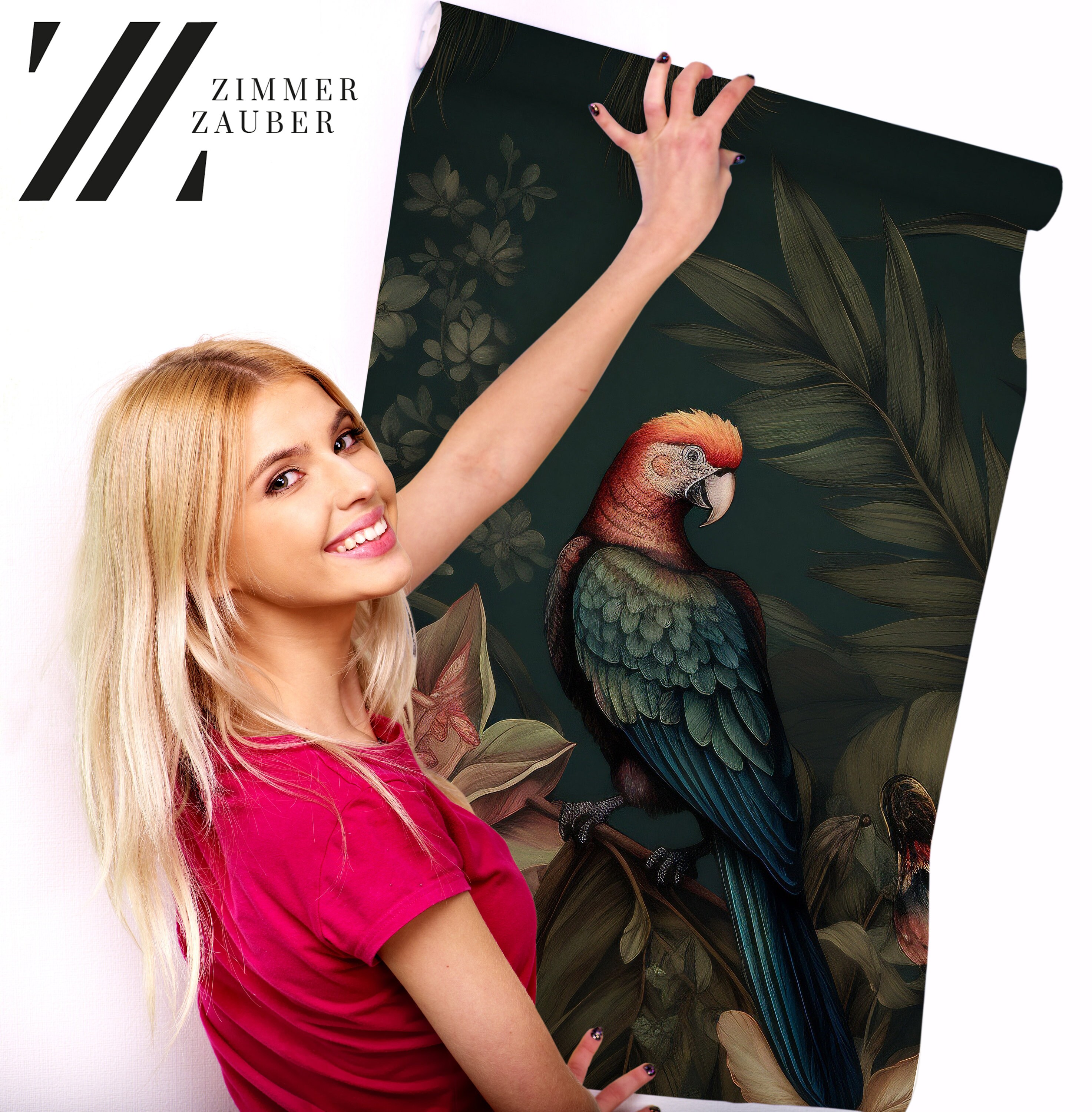 Bird Wallpaper, Dark Leaf Art | Wall Decor | Home Renovation | Wall Art |  Peel and Stick or Non Self-adhesive Vinyl Wallpaper - Etsy, image size:2946x3000