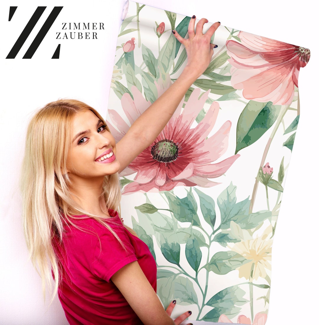 Flowers and Leaves Watercolor Wallpaper | Wall Decor | Home Renovation ...