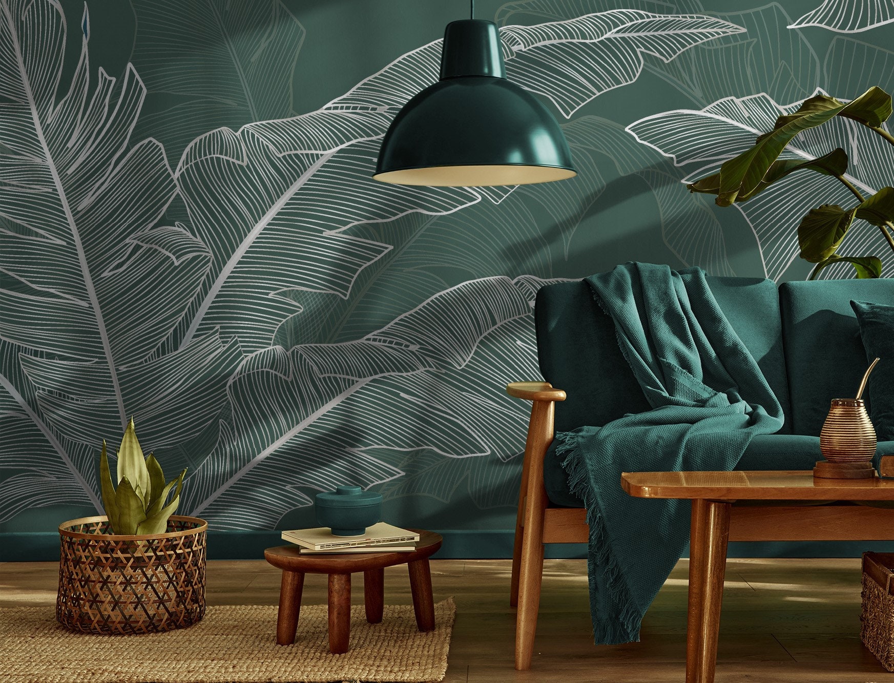 Tropical Wallpaper With Palm Leaves | Botanical Wall Decor | Home ...