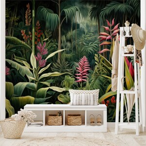 Tropischer Wald Wandbild Wanddekoration Haus-Renovierung Wandkunst Schälen und kleben oder nicht selbstklebende Vinyltapete Bild 5