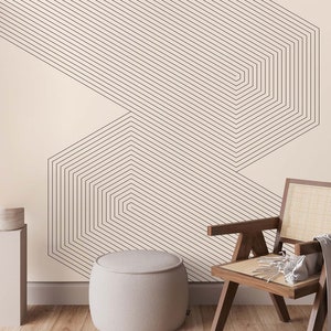 Geometrische Tapete, Linie Kunst Wandbild | Wanddekoration | Haus-Renovierung | Wandkunst | Schälen und kleben oder nicht selbstklebende Vinyltapete