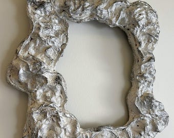 Coral Home Decor, Textured Frame Wall Art, Silver Sculptural Wall Art, Home Dresser Decor, Clay Wall Art, Art Lover Gift Idea