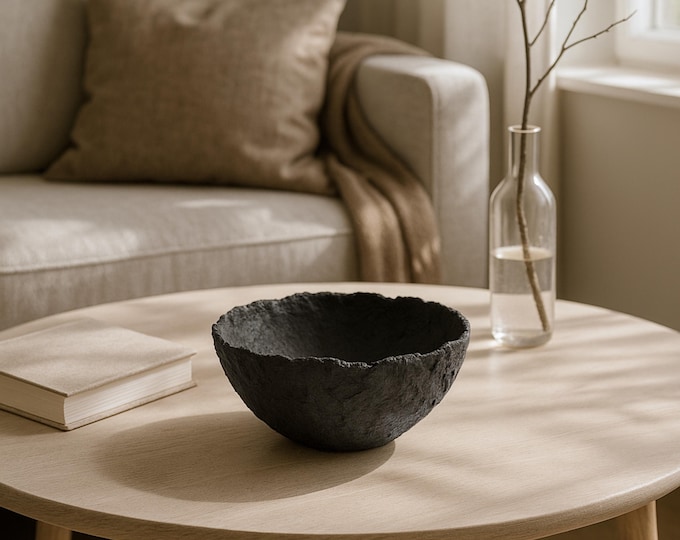 Handmade Wabi Sabi Bowl, Textured Sculptural Paper Clay Bowl, Organic Modern Decor