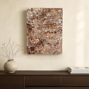 Wabi Sabi Wanddekoration - Boho Braune Wandkunst, Gips Wanddekoration, Erdige texturierte 3D Wandkunst, Japandi Ton Wandkunst