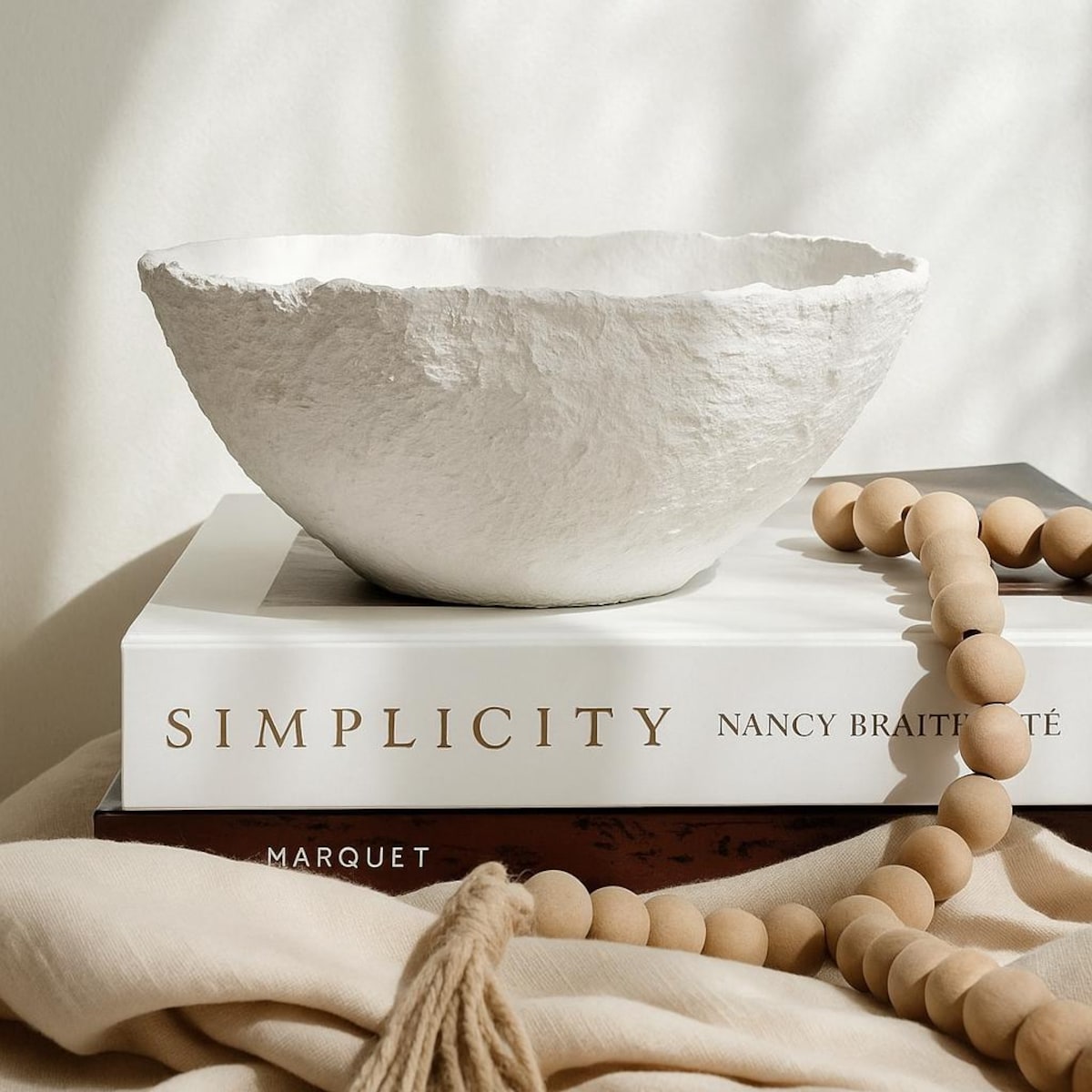 White Wabi Sabi Decorative Bowl, Textured Coastal Centerpiece Decor - Etsy