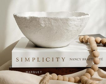 White Wabi Sabi Decorative Bowl, Textured Coastal Centerpiece Decor