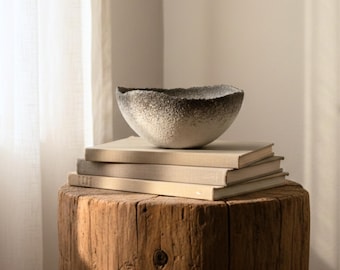 Handmade Wabi Sabi Sculptural Bowl - Neutral Rustic Centerpiece Decor, Coffee Table Styling