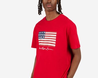 Polo Ralph Lauren T-Shirt mit amerikanischer Flaggengrafik USA Rot, Größe L, XL