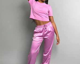 adidas Wide Leg Pants for Women glamorous pink size XS