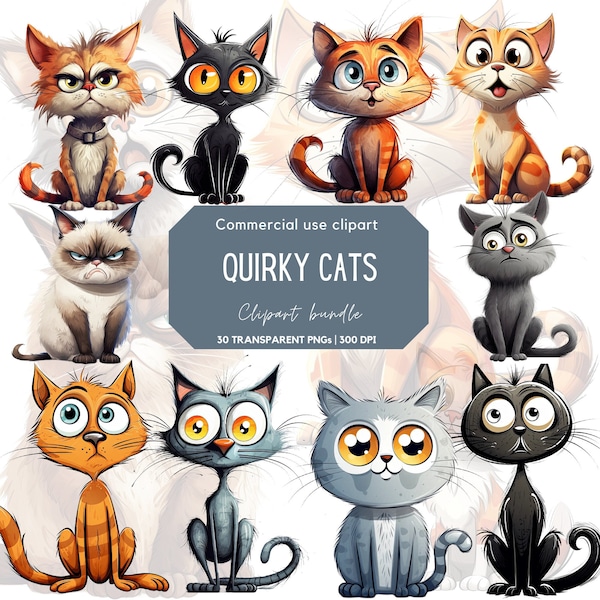 Quirky Cat Clipart | Funny Cat | Cute Cat | Funny Animal | Cat Sublimation | Cat Illustrations | Quirky Cat Png | Whimsical | Silly