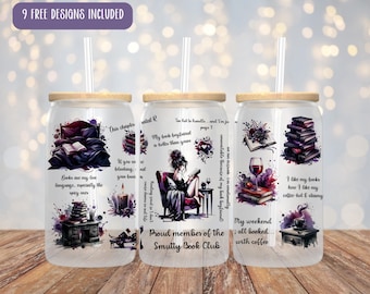 Smutty Book Club Glass Can Wrap: Spicy Book Lover Design (16oz Libbey)
