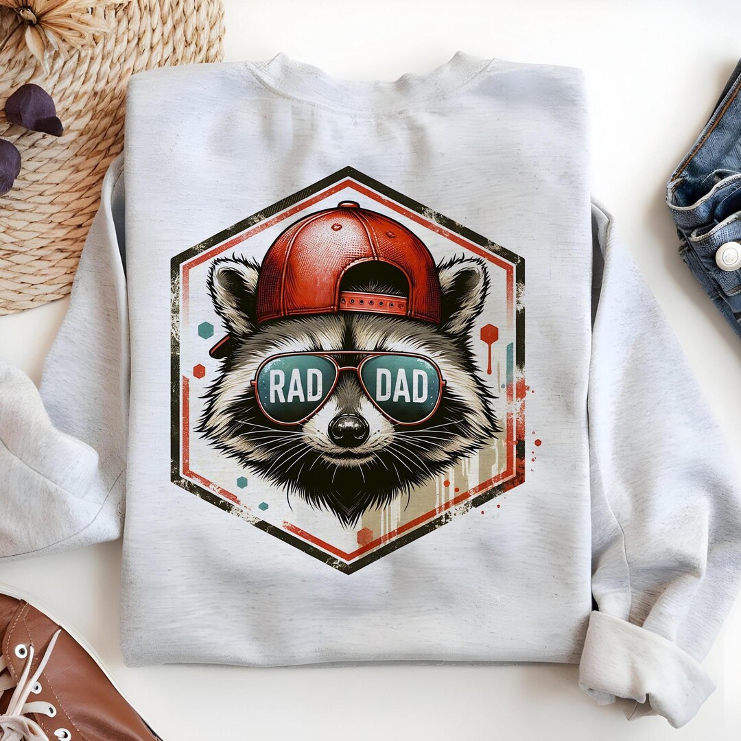 Rad Dad Raccoon PNG: Funny Father's Day Sublimation (digital Download ...