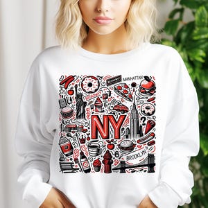 NYC Skyline Doodle PNG: New York Trip Shirt Sublimation Design (Digital Download)